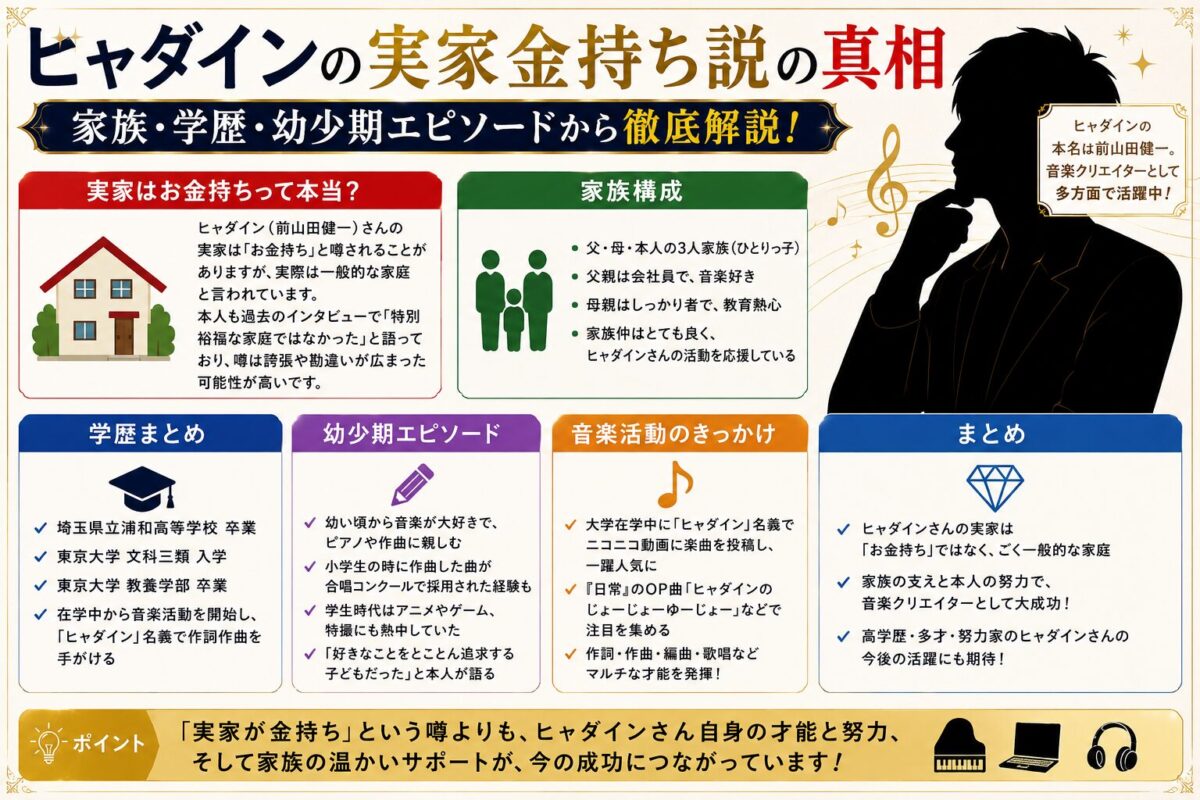 ヒャダインの実家金持ち説の真相｜家族・学歴・幼少期エピソードから徹底解説！
