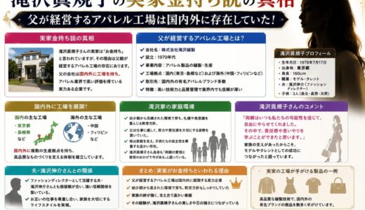 滝沢眞規子の実家金持ち説の真相｜父が経営するアパレル工場は国内外に存在していた