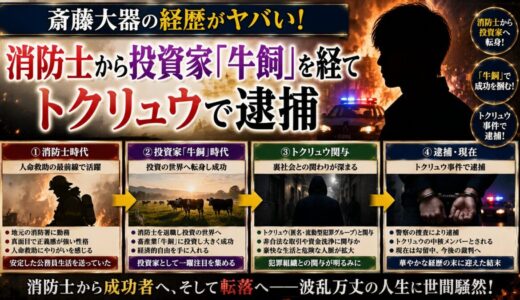 斎藤大器の経歴がヤバい！消防士から投資家「牛飼」を経てトクリュウで逮捕