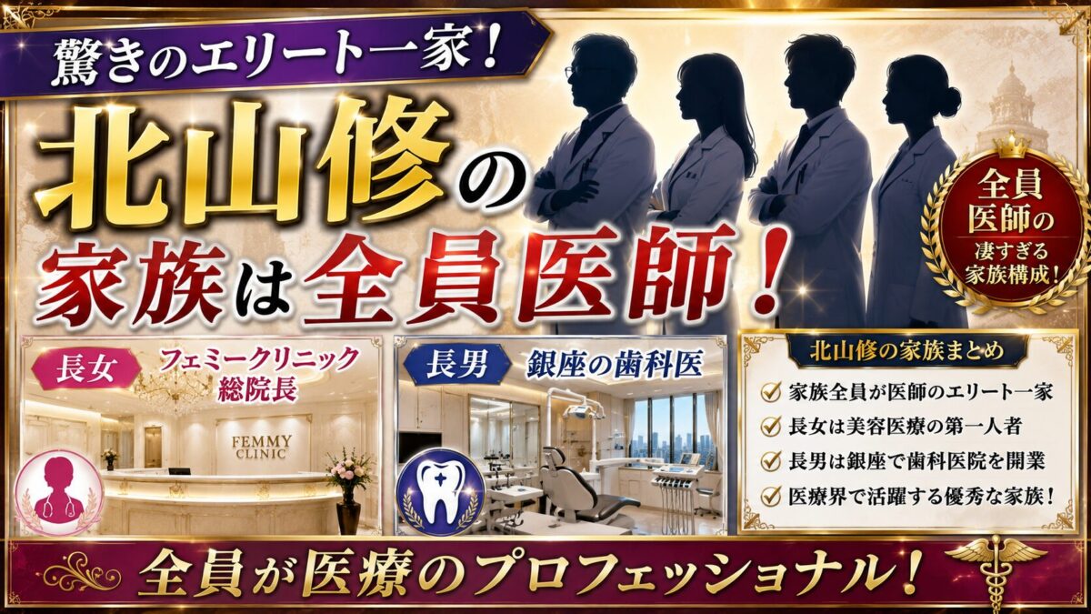 北山修の家族は全員医師！長女はフェミークリニック総院長・長男は銀座の歯科医