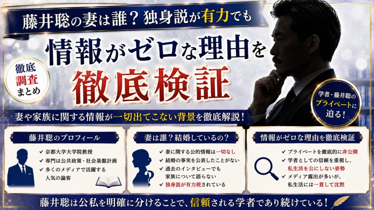 藤井聡の妻は誰？独身説が有力でも情報がゼロな理由を徹底検証