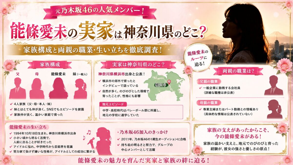 能條愛未の実家は神奈川県のどこ?家族構成と両親の職業・生い立ちを徹底調査