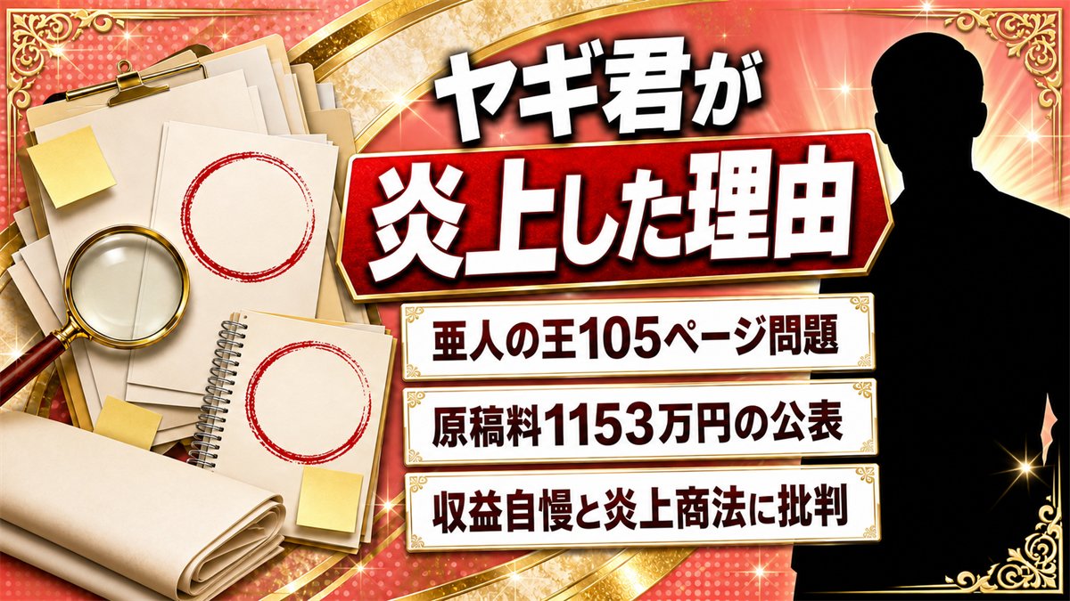 ヤギ君炎上の理由とは?亜人の王の105ページ問題と収益自慢騒動を解説